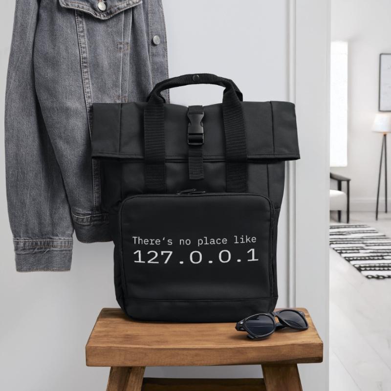 Programmeur Nerd IT Aucun endroit comme Localhost Sac à dos Roll Top à deux anses