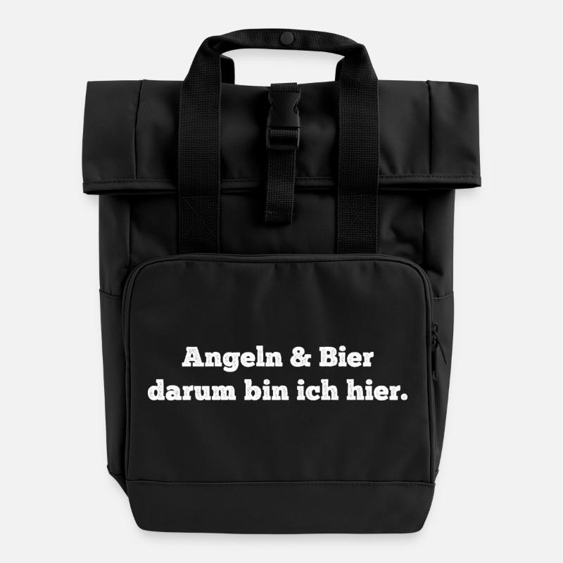 Pêche et bière disant drôle de pêcheur chemise - Sac à dos Roll Top à deux anses - noir