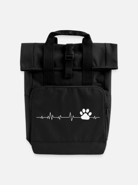 Hund Hunde - Rolltop Rucksack mit zwei Griffen - Schwarz