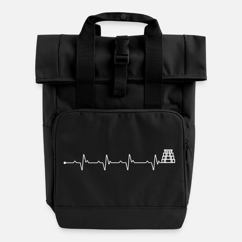 Battement de cœur des pyramides mésoaméricaines - Sac à dos Roll Top à deux anses - noir