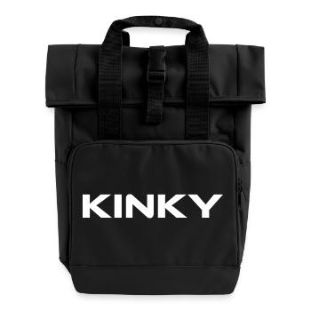 Font Design "Kinky" - Roll Top Backpack with Two Handles - black - Front