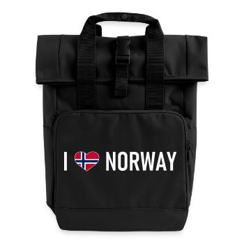 J’aime la Norvège - Norvège - Norvège - Cœur - Amour - Sac à dos Roll Top à deux anses - noir - Devant