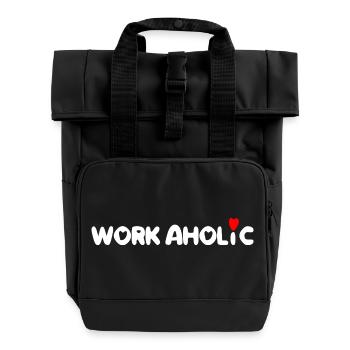 Workaholic-Arbeit von Arbeitern - Rolltop Rucksack mit zwei Griffen - Schwarz - Vorne