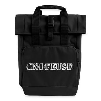 Confused (dark) - Roll Top Backpack with Two Handles - black - Front