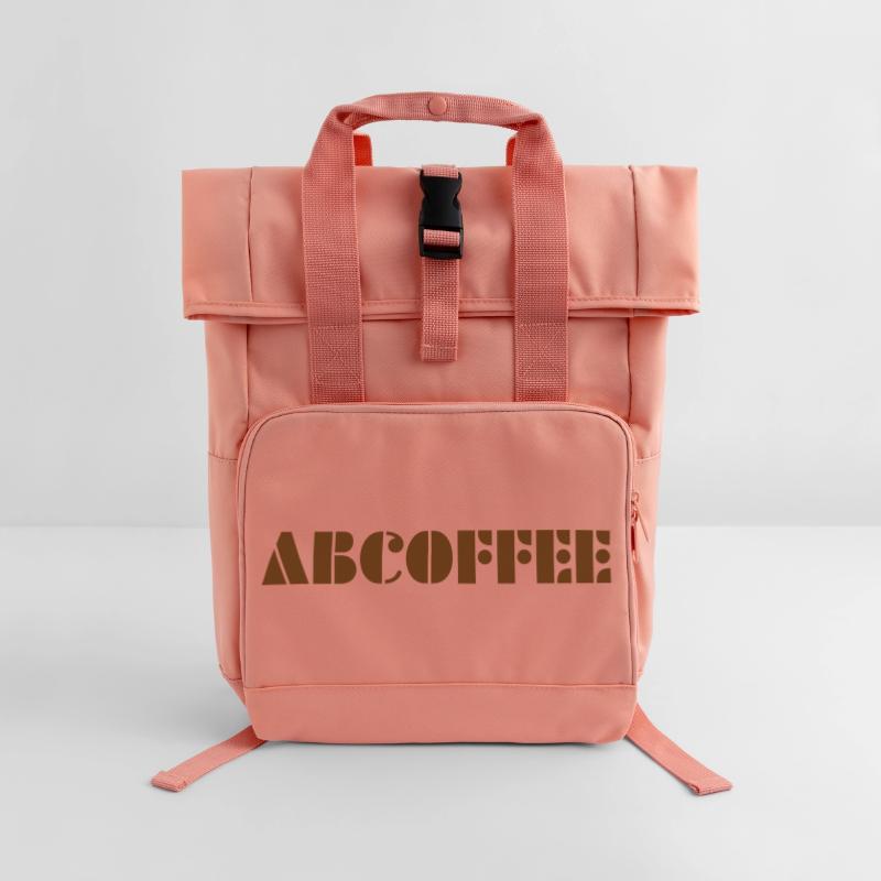Coffee alphabet Rolltop Rucksack mit zwei Griffen