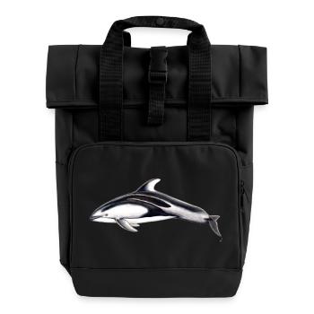 White flank dolphin - Lagénorhynque - Lag - Roll Top Backpack with Two Handles - black - Front