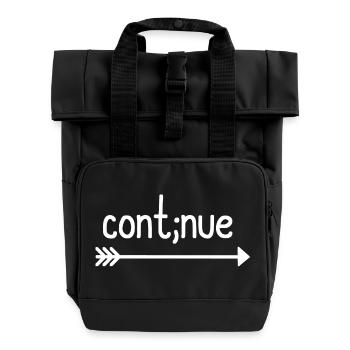 cont;nue - weitermachen - Kämpfer Geschenk Pfeil - Rolltop Rucksack mit zwei Griffen - Schwarz - Vorne