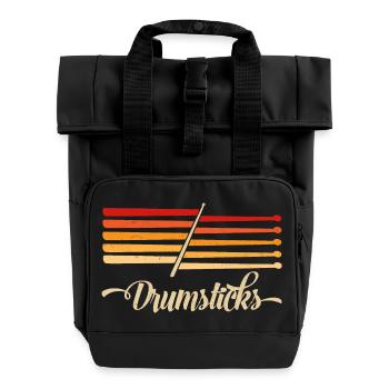 Drummer Drumsticks " Drumsticks " - Roll Top Backpack with Two Handles - black - Front