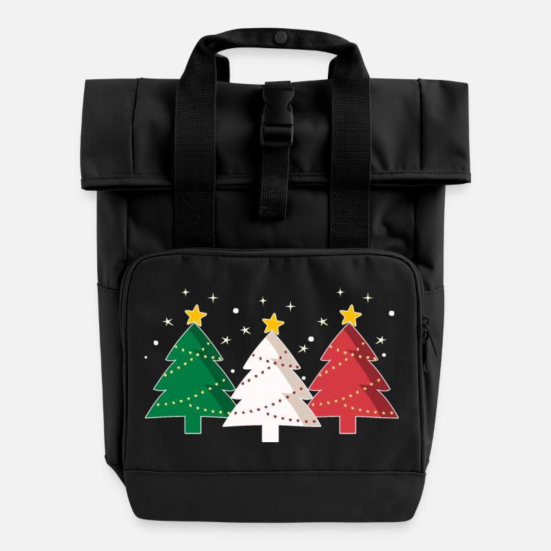Christmas trees Italy Italian flag - Roll Top Backpack with Two Handles - black