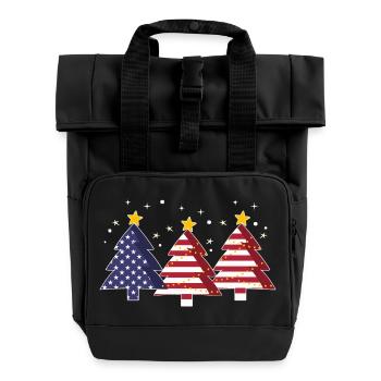 Weihnachtsbäume Amerika USA Flagge - Rolltop Rucksack mit zwei Griffen - Schwarz - Vorne