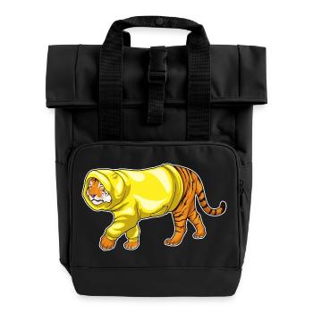 Tiger Winter Hoodie - Rolltop Rucksack mit zwei Griffen - Schwarz - Vorne