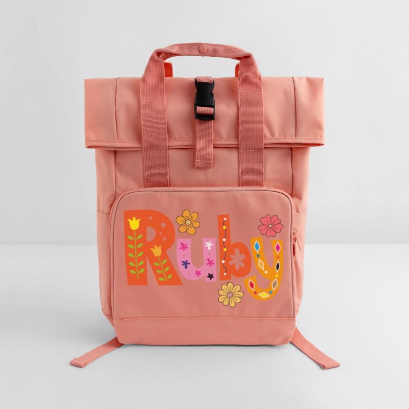 Personalized Ruby Name Roll Top Backpack with Two Handles