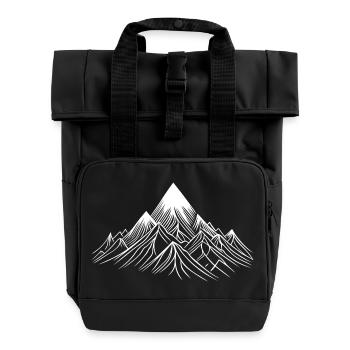 Mountains in fineline style, minimalist and elegant - Roll Top Backpack with Two Handles - black - Front