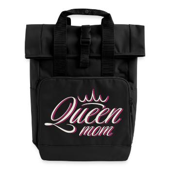 Krone Queen Mama T-Shirt Design - Rolltop Rucksack mit zwei Griffen - Schwarz - Vorne