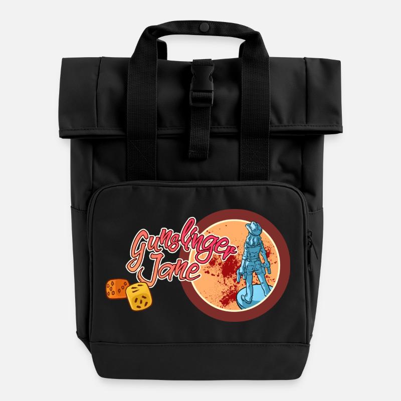 Gunslinger_Jane - Roll Top Backpack with Two Handles - black
