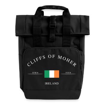Cliffs of Moher Ireland Holiday Souvenir &amp; Gift - Roll Top Backpack with Two Handles - black - Front