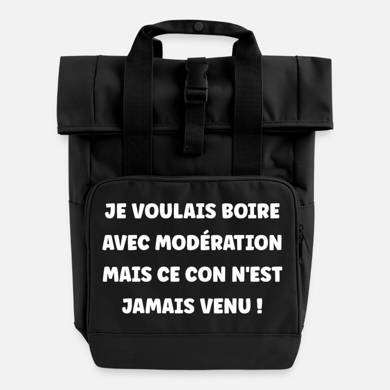 Trinken Sie in Maßen - Rolltop Rucksack mit zwei Griffen - Schwarz