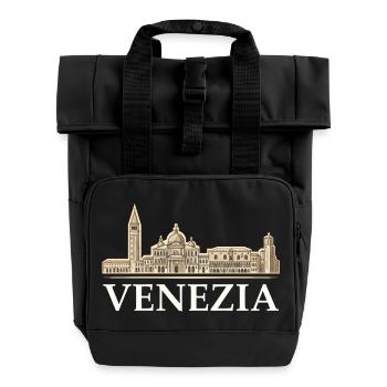 Venezia Feeling - Roll Top Backpack with Two Handles - black - Front