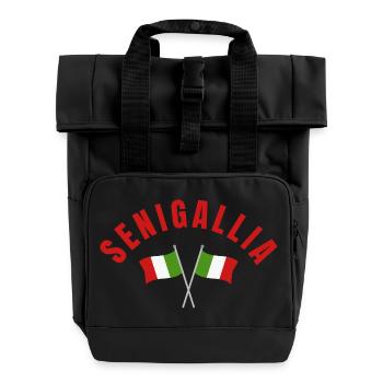 Senigallia Italian Flags Emblem - Roll Top Backpack with Two Handles - black - Front