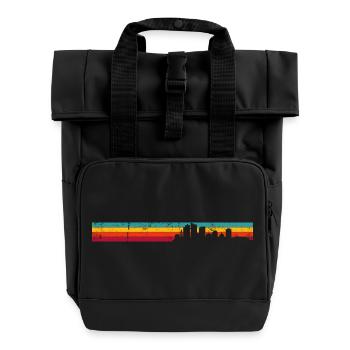 Sunset City Silhouette Gradient - Roll Top Backpack with Two Handles - black - Front
