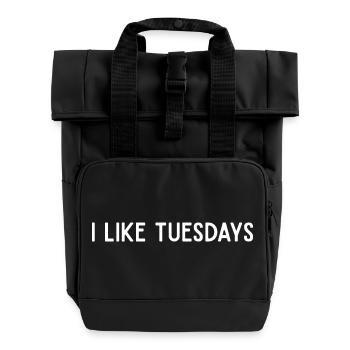 I Like Tuesdays Minimalist Weekday Vibes - Roll Top Backpack with Two Handles - black - Front