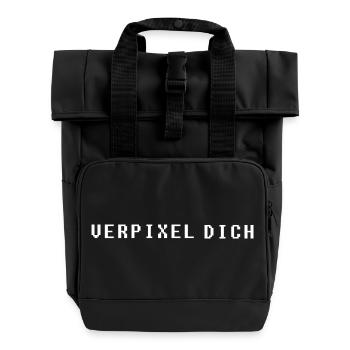 Verpixel Dich Gamer Nerd Gaming Minimalistisch - Rolltop Rucksack mit zwei Griffen - Schwarz - Vorne