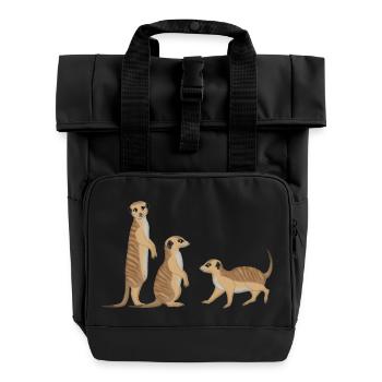 Erdmännchen drei - Rolltop Rucksack mit zwei Griffen - Schwarz - Vorne