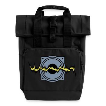 woofer bass techno beat box hip hop music sound - Roll Top Backpack with Two Handles - black - Front
