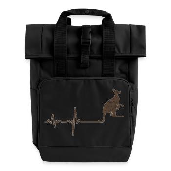 Geschenk Heartbeat Känguru - Rolltop Rucksack mit zwei Griffen - Schwarz - Vorne