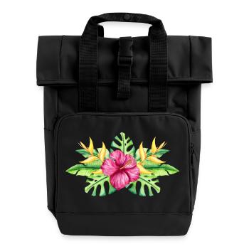 Floraison tropicale colorée - Sac à dos Roll Top à deux anses - noir - Devant