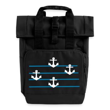 Anchor Northern Germany Sailor Sailor Captain - Roll Top Backpack with Two Handles - black - Front