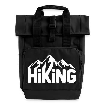 Hiking Typography - Hiking Design - Roll Top Backpack with Two Handles - black - Front