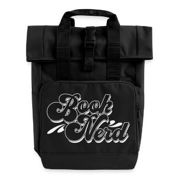 Brook Nerd Script Logo - Roll Top Backpack with Two Handles - black - Front