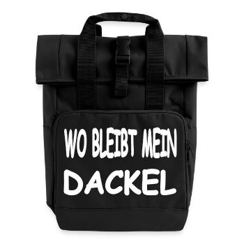 Dackel - Rolltop Rucksack mit zwei Griffen - Schwarz - Vorne
