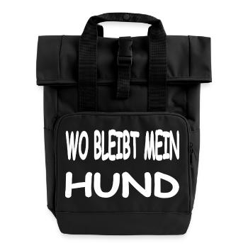 Hund - Rolltop Rucksack mit zwei Griffen - Schwarz - Vorne