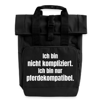 I'm Not Complicated Horse Compatible - Roll Top Backpack with Two Handles - black - Front