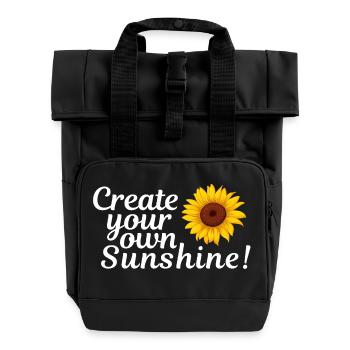 Sonnenblumen-Feeling: Deine eigene Sonne - Rolltop Rucksack mit zwei Griffen - Schwarz - Vorne