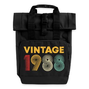 Vintage 1988 Retro Jahrdruck - Rolltop Rucksack mit zwei Griffen - Schwarz - Vorne