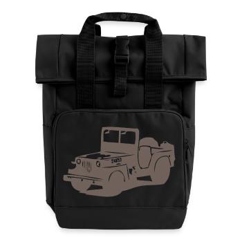 US Jeep Willys 2 - Rolltop Rucksack mit zwei Griffen - Schwarz - Vorne
