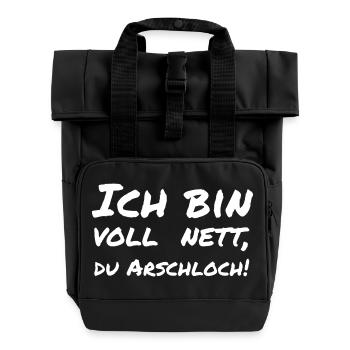 Je suis très gentil, connard! - Sac à dos Roll Top à deux anses - noir - Devant