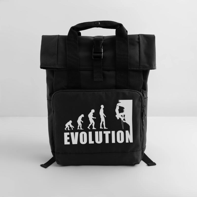 EVOLUTION Klettern Bergsteigen Climbing Geschenk Rolltop Rucksack mit zwei Griffen