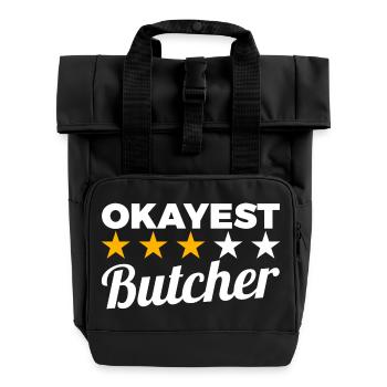 Okayest Butcher - Roll Top Backpack with Two Handles - black - Front