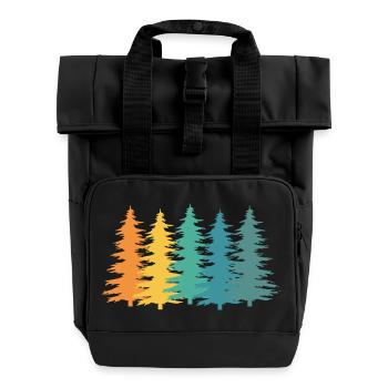 Forest Ranger Retro Gift - Roll Top Backpack with Two Handles - black - Front