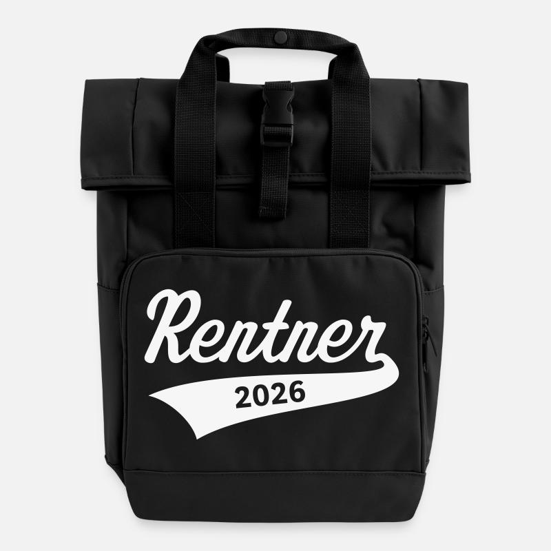 Retraités 2026 (Pension/retraite/Blanc) - Sac à dos Roll Top à deux anses - noir