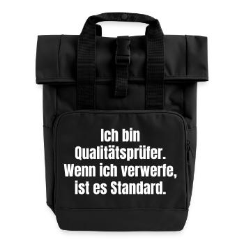 Quality Inspector Saying Standard - Roll Top Backpack with Two Handles - black - Front