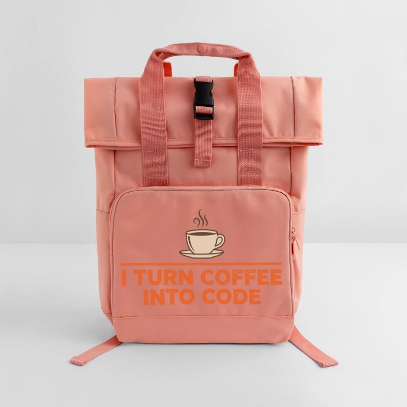 Je transforme le café en code – Programmer Retro Sac à dos Roll Top à deux anses