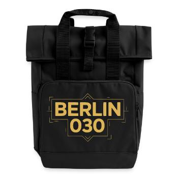 Berlin 030 Deco Gold - Rolltop Rucksack mit zwei Griffen - Schwarz - Vorne