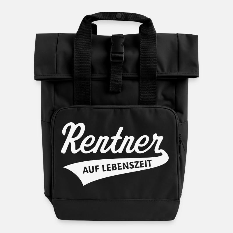Rentner Auf Lebenszeit (Rente / Ruhestand / White) - Rolltop Rucksack mit zwei Griffen - Schwarz