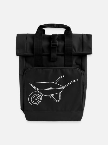 Schubkarre Karette - Rolltop Rucksack mit zwei Griffen - Schwarz