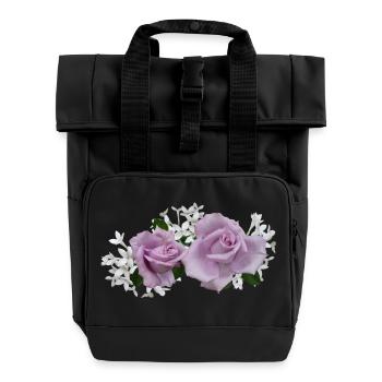 flowers lilies tulips orchids sunflower dahlia ger - Roll Top Backpack with Two Handles - black - Front